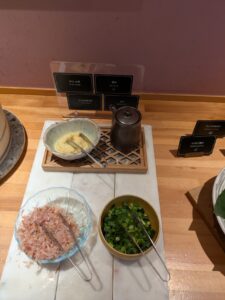 おろし生姜、醤油
かつおのけずり節、ねぎ