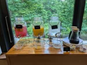 イチゴレモン、オレンジみかんジュース、水、アイスコーヒー