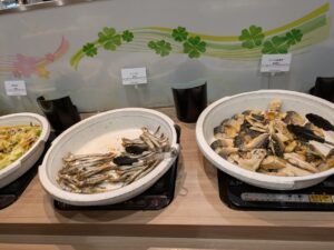 ししゃも、サバの塩焼き