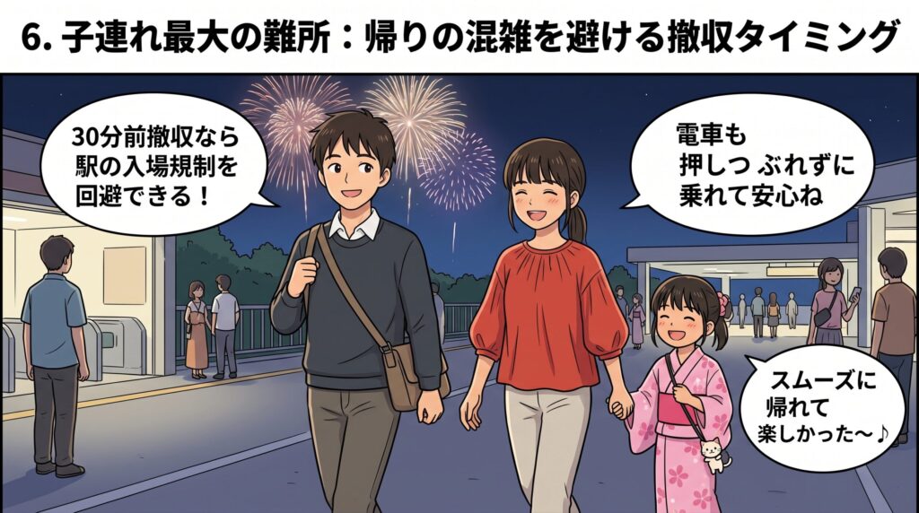6. 子連れ最大の難所：帰りの混雑を避ける撤収タイミング（入場規制の回避）