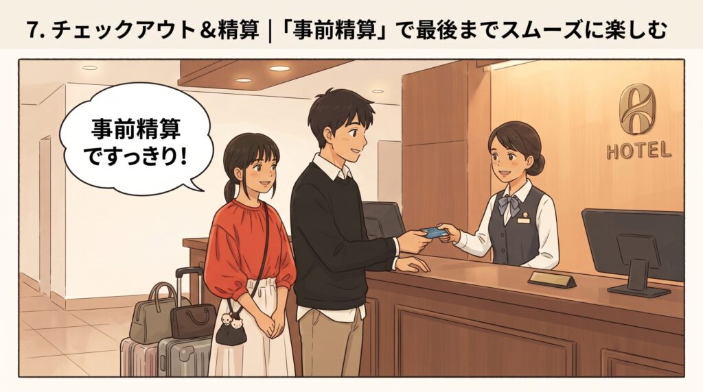 リゾナーレ那須のレセプションで、事前精算をスムーズに済ませてすっきりとチェックアウトする家族
