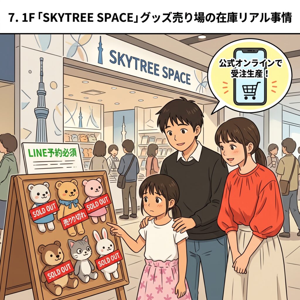 1F SKYTREE SPACEのグッズ売り切れ状況と公式オンライン受注生産の案内画像